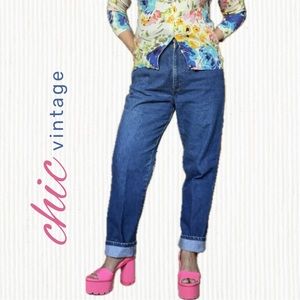 Vintage Chic Denim Jeans Pants Blue